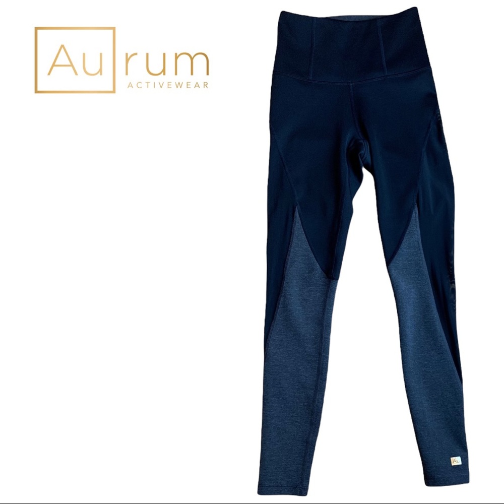 Aurum High Rise 3/4 Leggings in Black/Charcoal Grey & Black Mesh Size Petite (2)